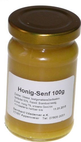 Wiedemer – süßer Honigsenf aus frischer Zubereitung mit ausgewählten natürlichen Zutaten – 1 Glas á 100ml Gourmet Senf für Salatdressing, Marinade, Geflügel, Fisch, Brot, Käse u.v.m. von Wiedemer