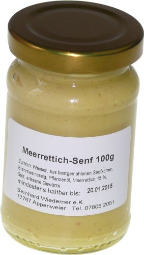 Wiedemer – würzig-scharfer Meerrettichsenf aus frischer Zubereitung mit ausgewählten natürlichen Zutaten – 1 Glas á 100ml Gourmet Senf für Salatdressing, Sauce, Fisch, Wurst, Tafelspitz u.v.m. von Wiedemer