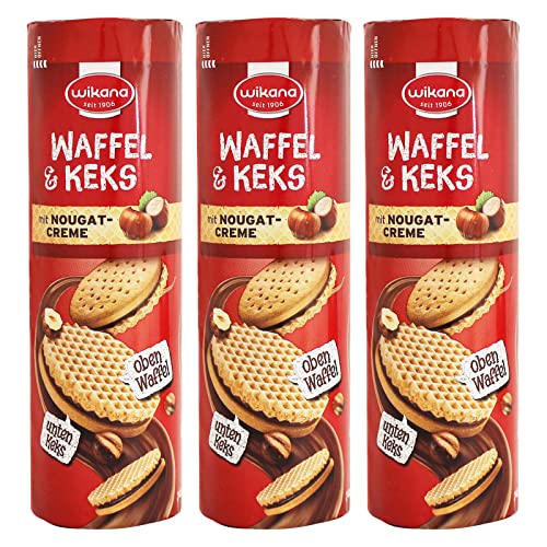 3er Pack Wikana Waffel & Keks mit Nougatcreme 3 x 240 g von Wikana