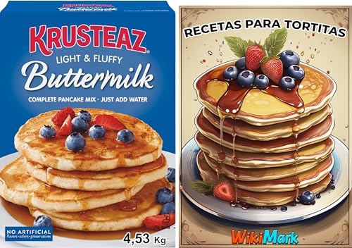 Krusteaz Pancake Mix Set 4,52 kg + WikiMark digitales Rezeptbuch | Mischung für flauschige Pfannkuchen, einfach zuzubereiten, ideal für Frühstück und Desserts. von WikiMark