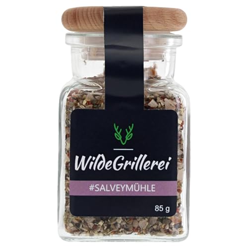 WildeGrillerei Pfeffer Gewürzmischung Salveymühle, Pfeffer mit Steinsalzflocken, Salz und Pfeffer 85g (Glas) von WildeGrillerei