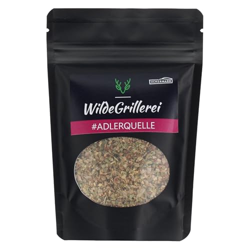 WildeGrillerei Steakpfeffer Adlerquelle, mediterranes Steak Gewürz, Grill-Gewürzmischung 60g (Beutel schwarz) von WildeGrillerei