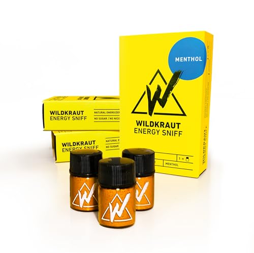 Wildkraut Energy Sniff - DAS ORIGINAL, Geschmack: Menthol | klinisch getestet | Booster für mehr Power im Alltag | Alternative zum Energy Drink | 3er Pack Schnupfpulver mit über 60 Sniffs von Wildkraut Energy Sniff