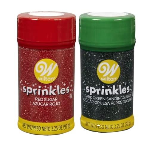 Wilton Holiday Dark Green and Red Sanding Sugar (3.25oz bottles), Holiday Baking and Decorations von Wilton