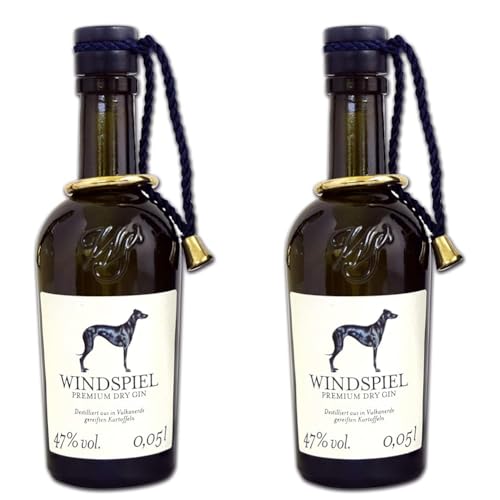 Windspiel London Dry Gin - der Klassiker aus der Eifel/Weltweit ausgezeichnet, mild und komplex im Geschmack / 47% vol. (1 x 0,05 l) (Packung mit 2) von Windspiel