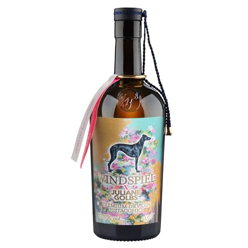 Windspiel Premium Dry Gin Pistacchio - Dezent-liebliche Pistazie - Juliane Golbs exklusiv entworfene Flaschenlabel - 37,5% vol. (0,5l) von Windspiel