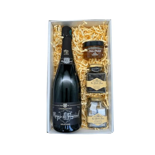 Coffret blanc : Champagne Marquis de Pomereuil - Miel agrumes - Calissons - Amandes au chocolat von Wine And More