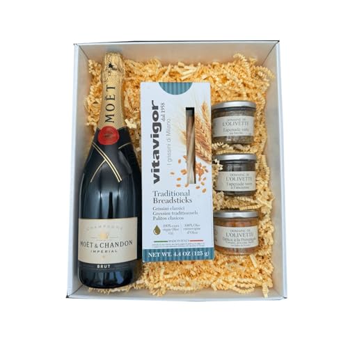 Coffret blanc : Champagne Moët et Chandon - Tapenades de l'Olivette - Gressin von Wine And More