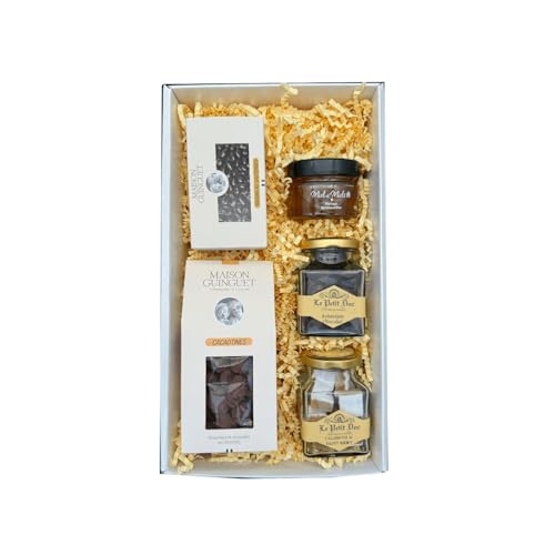 Coffret gourmand sucré blanc : Calisson - Miel agrumes - Cacaotines et Raisin sauternes - Amandes au chocolat von Wine And More