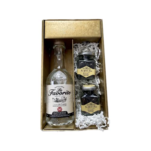 Geschenkbox - Rum - Gold - Favorite Cœur de Canne Blanc - Amandes de provence enrobées du Petit Duc von Wine And More