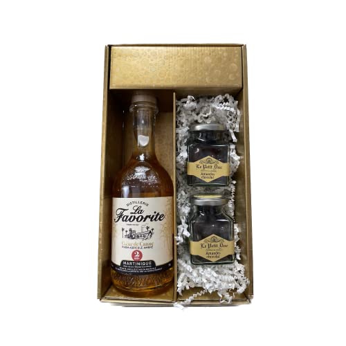 Geschenkbox - Rum - Gold - Favorite Cœur de Canne ambré 2 ans - Amandes de provence enrobées du Petit Duc von Wine And More