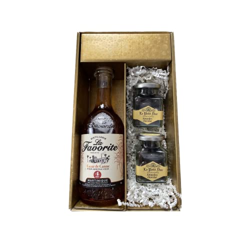 Geschenkbox - Rum - Gold - Favorite Cœur de Canne vieux 4 ans - Amandes de provence enrobées du Petit Duc von Wine And More