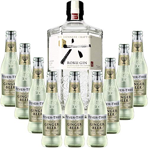 Pack Gintonic - Gin Roku + 9 Fever Tree Ginger Beer Water - (70cl 20cl * + 9) von Wine And More