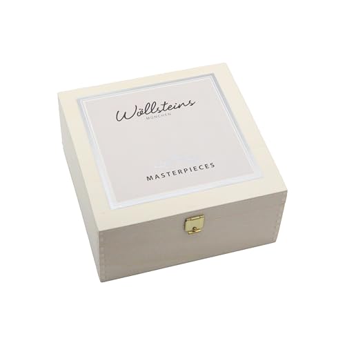 Masterpieces Pralinen Konfekt Prinz Wöllstein 32er Holzgeschenkbox, feine luxuriöse Pralinenmischung HANDGEMACHT aus Meisterhand I Noisette & Marzipan Pralinenmischung von Wöllsteins Desserthaus