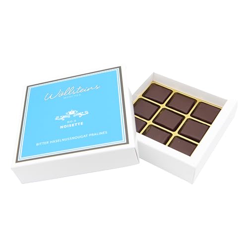 Noisette Praliné No. II – 9er Geschenk Box, feine luxuriöse Pralinenmischung HANDGEMACHT aus Meisterhand Pralinen Konfekt Zartbitter Nougat Pralinen von Wöllsteins Desserthaus