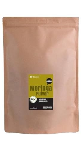 Wohltuer Bio Moringa Pulver in Rohkostqualität | Moringa oleifera | Bio Moringablätter gemahlen (500g) von Wohltuer