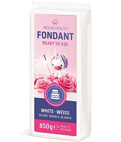 Fondant weiss 850g für Torten & Kuchen - flexibel, weich & biegsam zum Verzieren von WoldoHealth