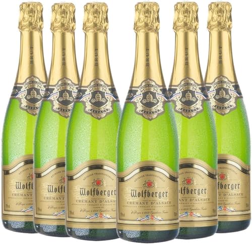 Wolfberger Crémant d´Alsace, brut, Traditonelle Flaschengärung, 6 x 0,75l. Idealer Begleiter für die schönen Momente im Leben und prickelnde Alternative für Prosecco oder Champagner von Wolfberger