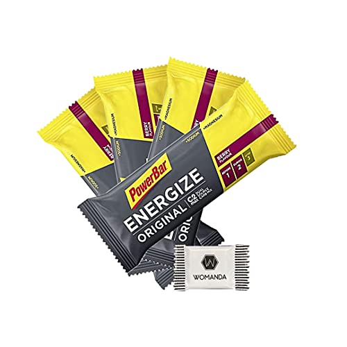 PowerBar Energize Original 4x55g - High Carb Energieriegel + C2MAX Magnesium und Natrium (Berry) von Womanda