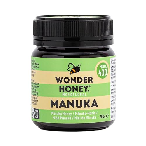 Wonder Honey Roher Manuka-Honig MGO 400+ | Unpasteurisiert, Rückverfolgbar, Nicht-GMO, Ohne Pestizide, Abgefüllt in Neuseeland | 250g von Wonder Honey