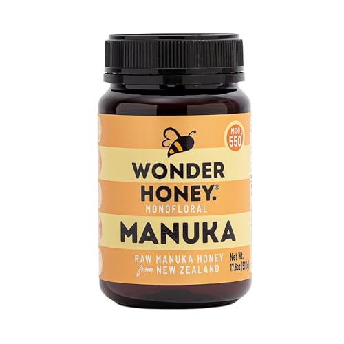 Wonder Honey Roher Manuka-Honig MGO 550+ | Unpasteurisiert, Rückverfolgbar, Nicht-GMO, Ohne Pestizide, Abgefüllt in Neuseeland | 500g von Wonder Honey