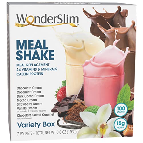 WonderSlim Aspartame Free Diet 15g High Protein Shake & Pudding Mix - Variety Pack (7 Servings/Box) von WonderSlim