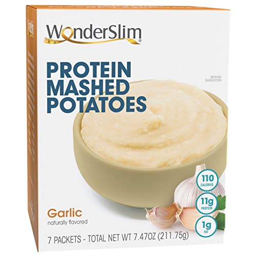 WonderSlim Instant-Pürierkartoffeln, Knoblauch – fettarm, 11 g Protein, 3 g Ballaststoffe (7 Karat) von WonderSlim