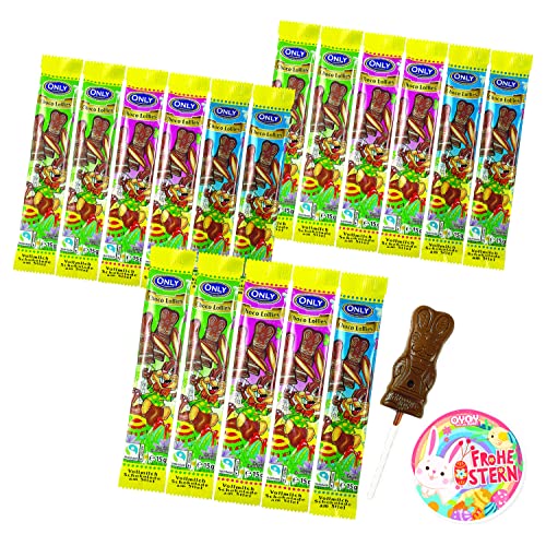 3 x 6 Only Ostern Schokolade I Schokolollies am Stiel I Osterschokolade I Schokofiguren ideal als Ostergeschenk oder für das Osternest oder Osterkörbchen I Plus Osterkarte 270g von Woogie