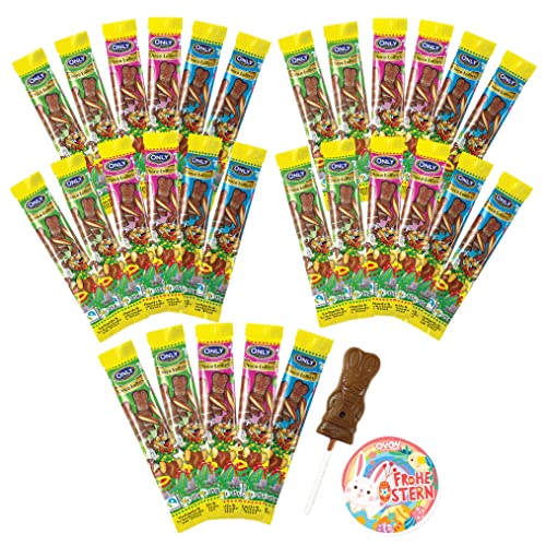 5 x 6 Only Ostern Schokolade I Schokolollies am Stiel I Osterschokolade I Schokofiguren ideal als Ostergeschenk oder für das Osternest oder Osterkörbchen I Plus Osterkarte 450g von Woogie