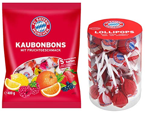 FC Bayern München Fan Set | Süßigkeiten | Kaubonbons | Lollipops von Woogie