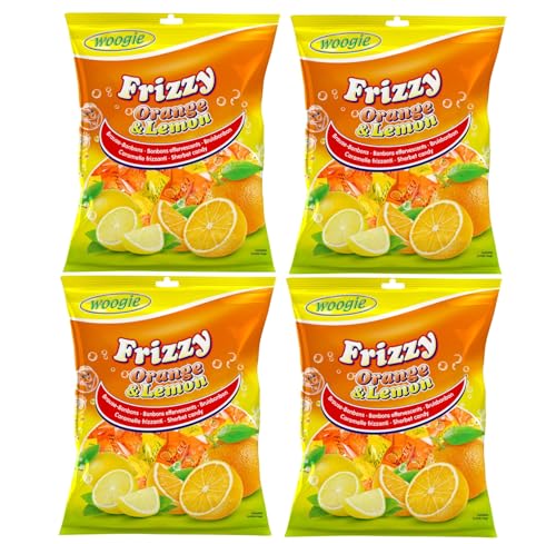 Woogie 4 x 170g Frizzy Orange & Lemon Brause- Bonbons Mit Orangen- Und Zitronengeschmack Und Brausefüllung Vorteilspackung von Woogie