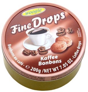 Woogie Kaffee-Bonbons "Fine Drops" in der wiederverschließbaren 200g Dose von Woogie