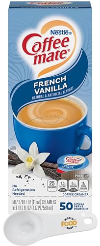 World Food Shop Nestlé Coffee Mate Flüssiger Kaffeeweißer Singles, French Vanilla, 50er-Packung mit Messlöffel von World Food Shop