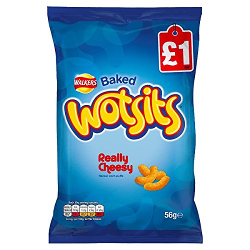 Walkers Baked Wotsits Wirklich Cheesy Flavour Maisquasten, 56 g, 12 Stück von Wotsits