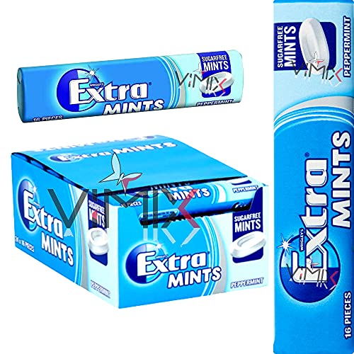 Pfefferminze-Minze, zuckerfrei, 12 Packungen à 16 Stück von Wrigleys Extra