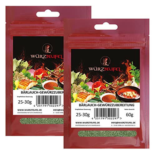 Bärlauch - Gewürzzubereitung, Delikatess - Bärlauch Gewürz, Bärlauch - Marinade. 2 Beutel je 60g (120g). von Würzteufel