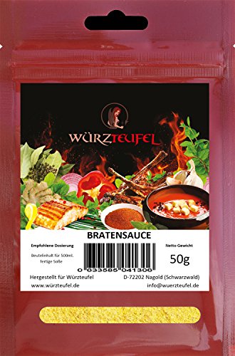 Bratensoße, Braten - Sauce in Restaurantqualität. Vegan. Frei von Geschmacksverstärkern. Kalorienreduziert. 2 Beutel je 50g (ca. 32 Portionen). von Würzteufel