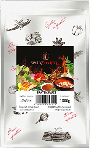 Bratensoße, Braten - Sauce in Restaurantqualität. Vegan. Frei von Geschmacksverstärkern. Kalorienreduziert. Beutel 1000g (1KG ca. 350 Portionen). von Würzteufel