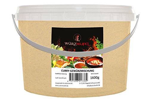 Curry - Gewürz. Currypulver. Masala - Gewürzzubereitung. Fruchtig-milde Gewürzspezialität aus Indien. PE - Eimer 1600g (1,6 KG) von Würzteufel