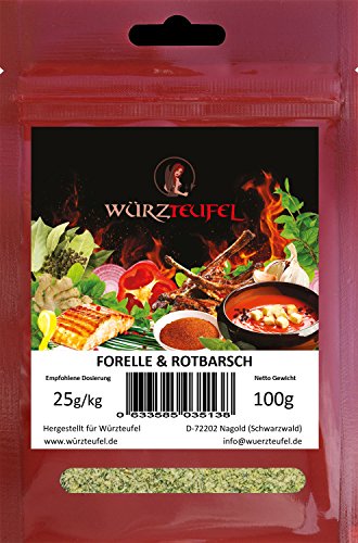 Fischgewürz. Grill - Gewürz für Fisch wie Forelle und Rotbarsch für Grill & Pfanne. Beutel: 100g. von Würzteufel