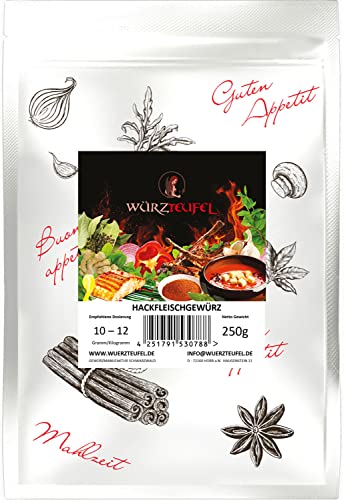 Gewürzmischung für Hackfleisch. Für Burger, Krautwickel, Maultaschen, Frikadellen, Hackbraten, Lasagne. Beutel 250g. von Würzteufel