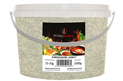 Gyros - Gewürz, Korfu Gyros – Gewürzzubereitung mediterran, mit Kräutern. PE - Eimer 2000g (2,0KG) von Würzteufel