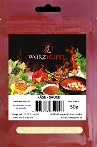 Käsesoße, vegane Käse - Sauce. Kalorienreduziert, ohne Zusatz von Geschmacksverstärker. 2 Beutel je 50g. (100g) (für 1 Liter Soße) von Würzteufel