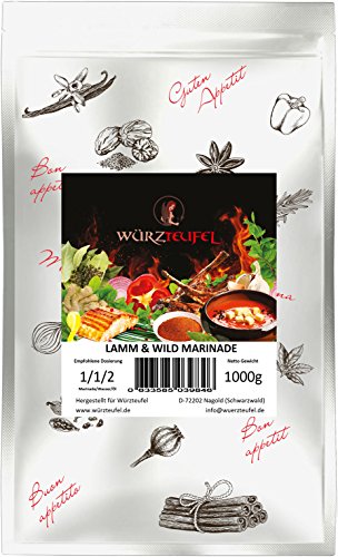 Lamm & Wild - Marinade, Gewürzmarinade. Würzige Kräutermarinade mit Knoblauch für Lamm & Wildfleisch. Beutel 1000g (1KG). von Würzteufel