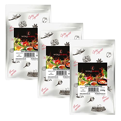 Pfeffer - Mix, Edle Pfeffer - Gewürzmischung aus fünf feinsten Pfeffersorten. 3 PE - Beutel je 1500g (4,5KG) von Würzteufel