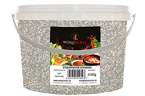 Pfeffer schwarz, Steakpfeffer fein geschrotet, keimreduziert. Premiumqualität aus Indonesien. PE - Eimer 1500g von Würzteufel