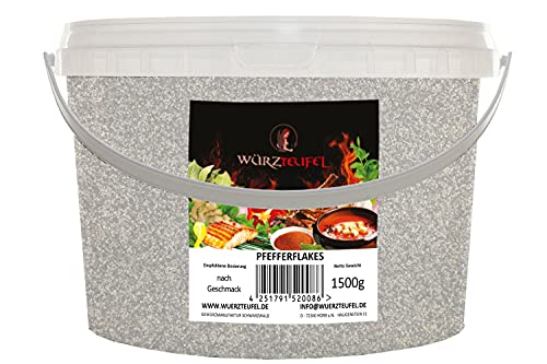 Pfeffer schwarz grob gemahlen, Rusikal 0,5-0,6mm, Top Qualität aus Indonesien, Keimreduziert. PE - Eimer 1500g (1,5KG) von Würzteufel