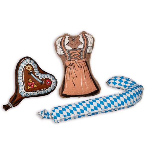 Oktoberfest Salami Paket, Bayrisches Design mit Dirndl, Lebkuchenherz und Zuckerstange, Salami 3er-Set Bayern, Geschenkset mit ca. 790g von Wurstbaron