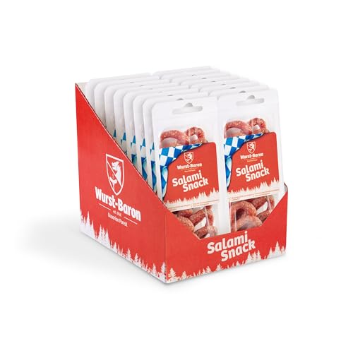 WURSTBARON® - Salami Mini Brezn - Original Wurst Snack Brezeln aus Bayern - Karton mit 16 Packungen je 50 g - Snackbox Sticks von Wurstbaron