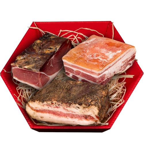 WURSTBARON® Speck Paket mit südtiroler Speck, Guanciale und Pancetta, Geschenk Kistl mit 3 italienischen Spezialitäten, Präsentkorb mit Schmankerl aus Südtirol von Wurstbaron